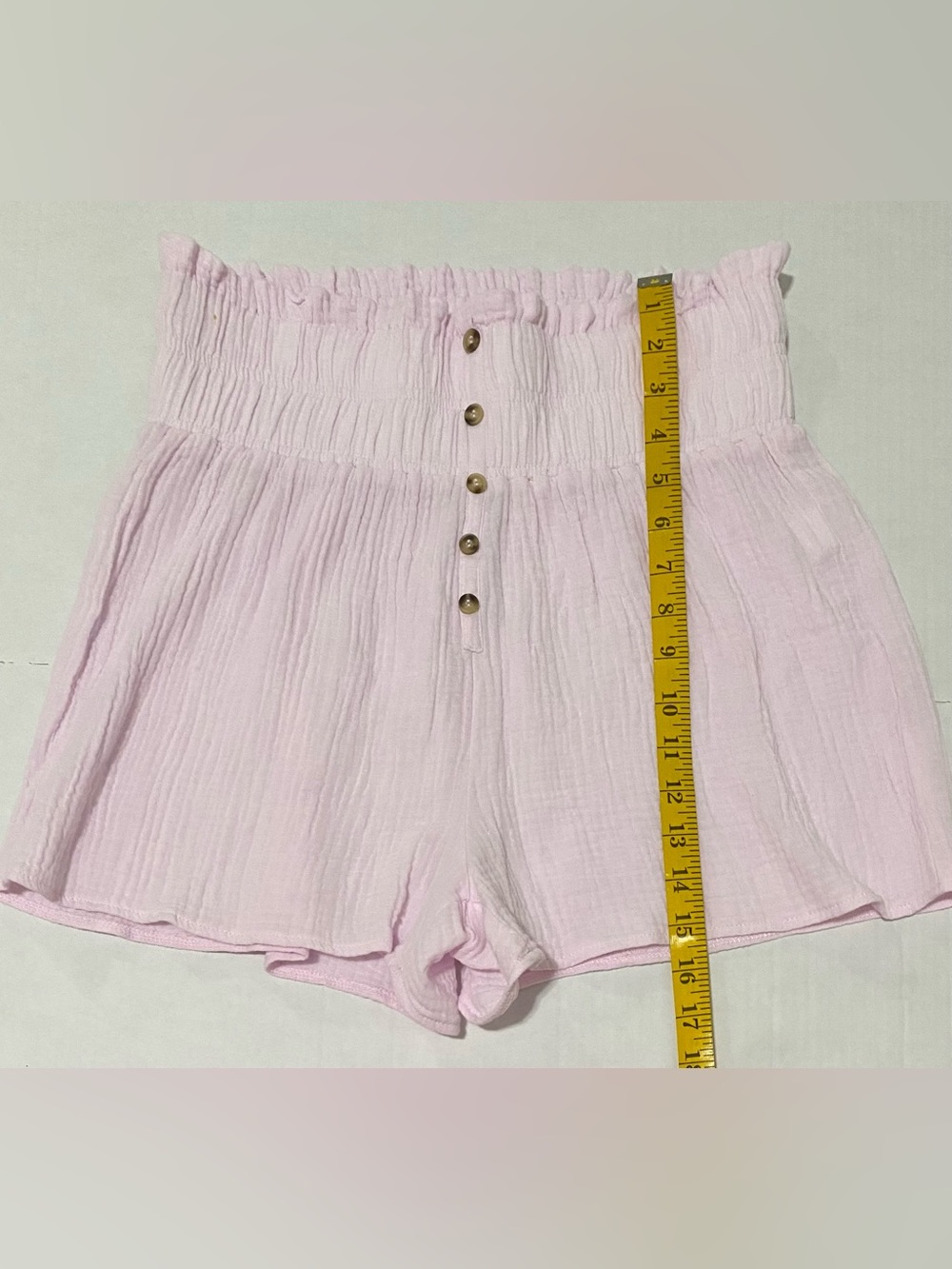 Simply Southern Paperbag Gauzy Shorts High Waisted Pink Womens S/M Boho Coastal - Picture 9 of 15